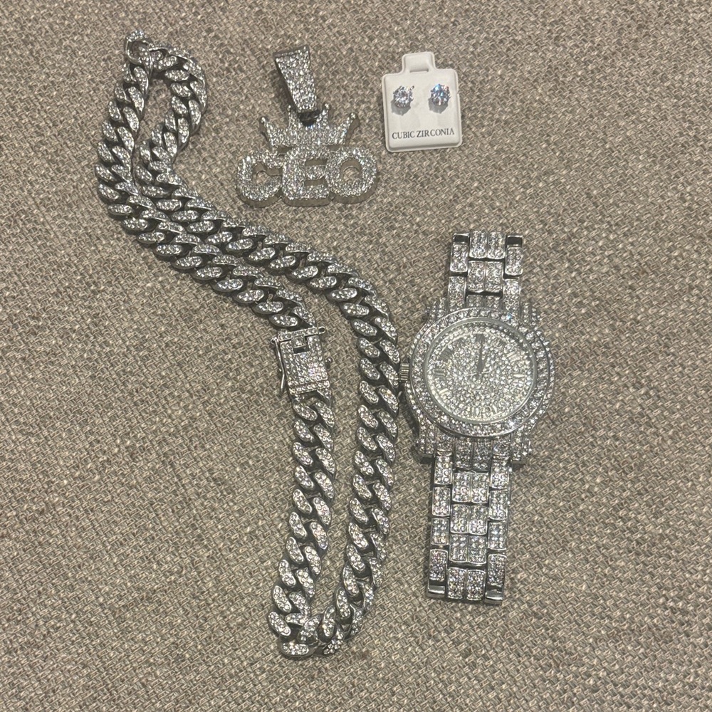 Silver Men's Jewelry Set